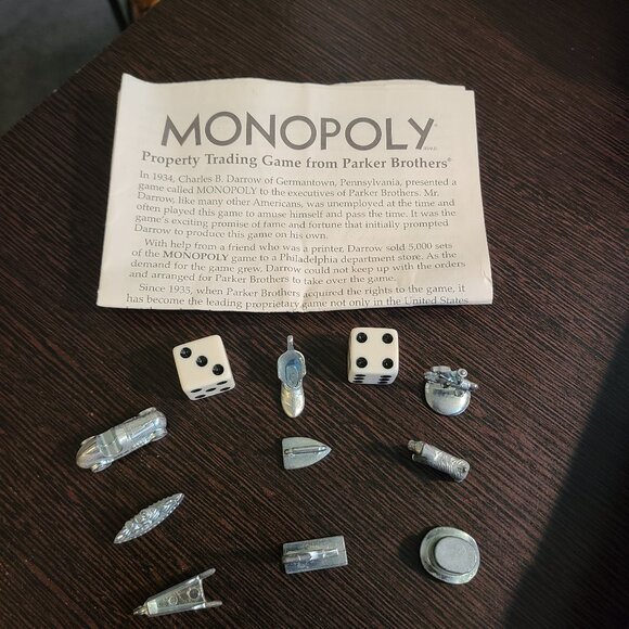 1999 Monopoly Game Lot of 9 Replacement Token Pieces Two Dice & Instruction Book - Picture 1 of 8